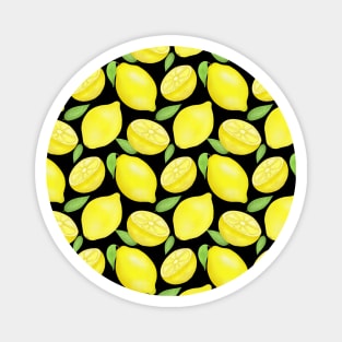 Sicilian Lemons pattern on black Magnet